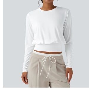 HALARA Round Neck White Long Sleeve Top NWT Medium